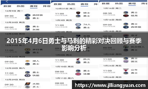 2015年4月6日勇士与马刺的精彩对决回顾与赛季影响分析