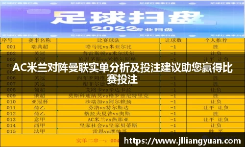 AC米兰对阵曼联实单分析及投注建议助您赢得比赛投注