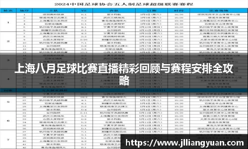 上海八月足球比赛直播精彩回顾与赛程安排全攻略